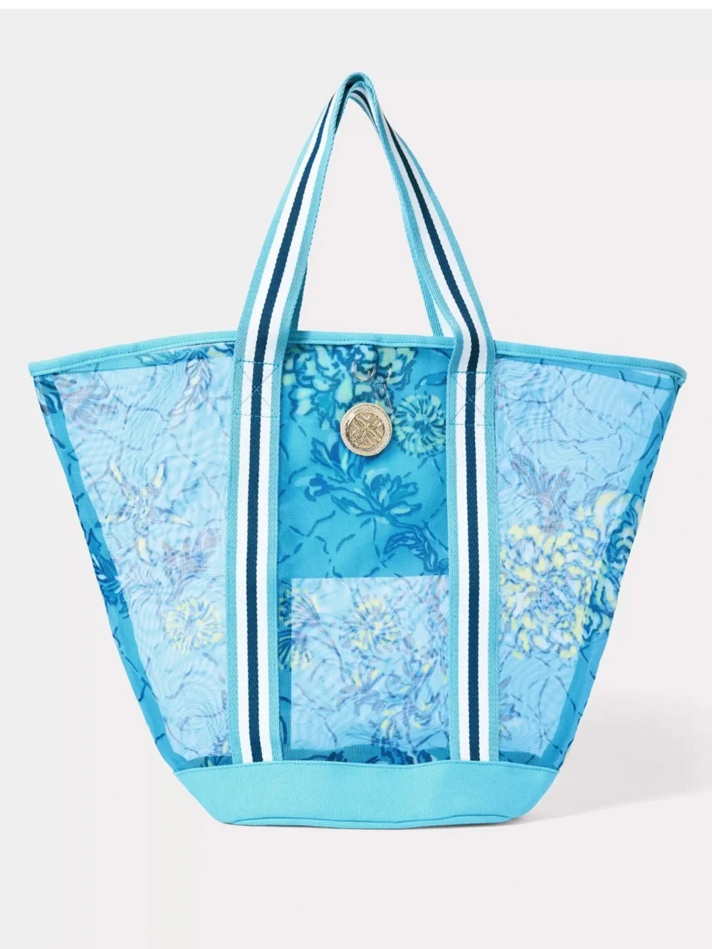 Lilly Pulitzer Printed Mesh Beach Tote Bellevue Blue Breakers Beach NWT